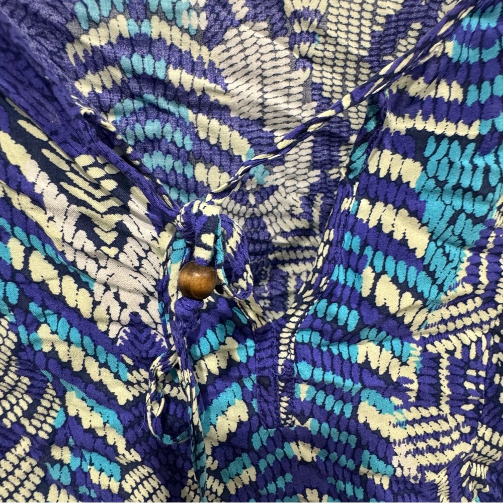 Como Woman‎ Blue Boho Print Peasant Blouse – Size 1X - Picture 2 of 7